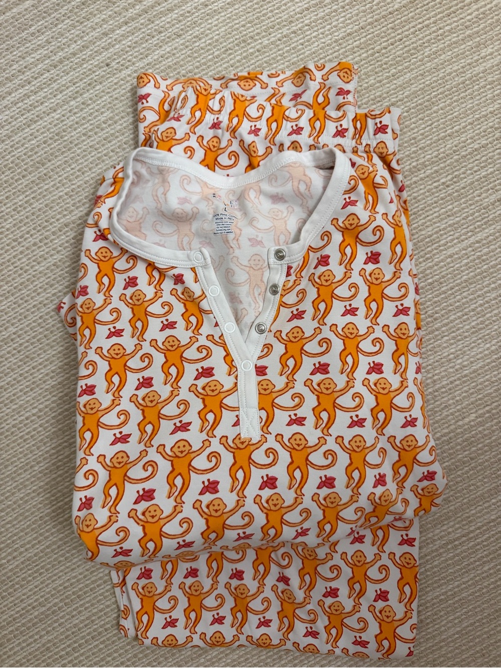 Roller Rabbit women's Monkey Pajama Set - White & Orange